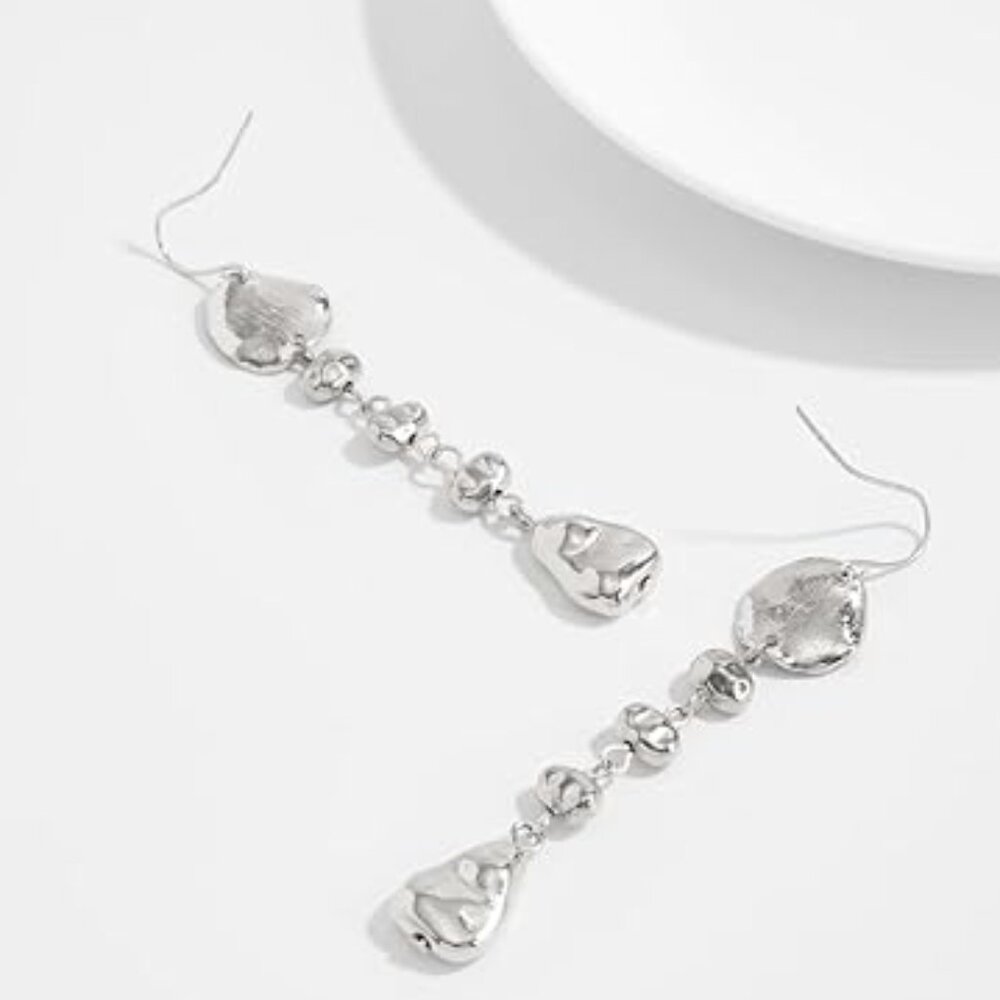 Geometric Dangle Earrings‎ Silver Statement Set Boho Long